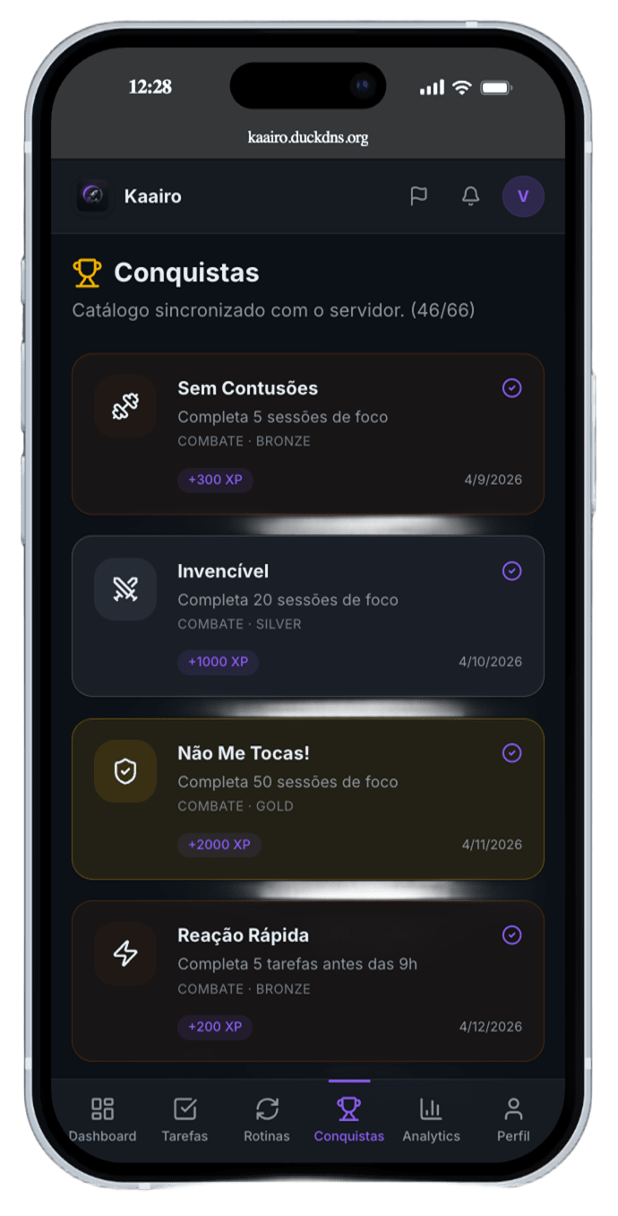Conquistas e badges desbloqueáveis no Kaairo